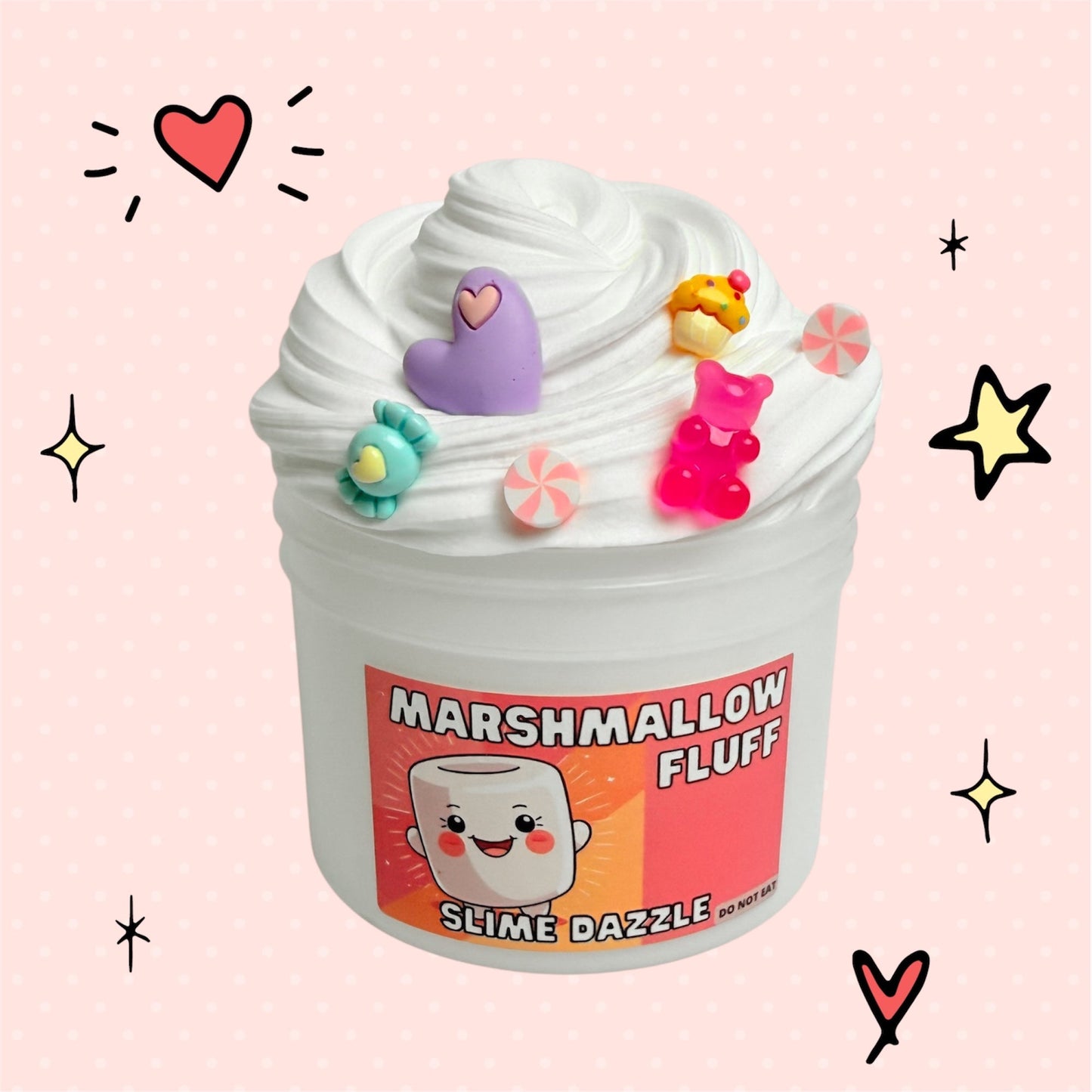 FREE GIFT | 2 FL OZ Butter Fluffy Marshmallow Slime – White Non-Sticky Inflatable Snow Butter Slime – Marshmallow Vanilla Scented Beginner Slime