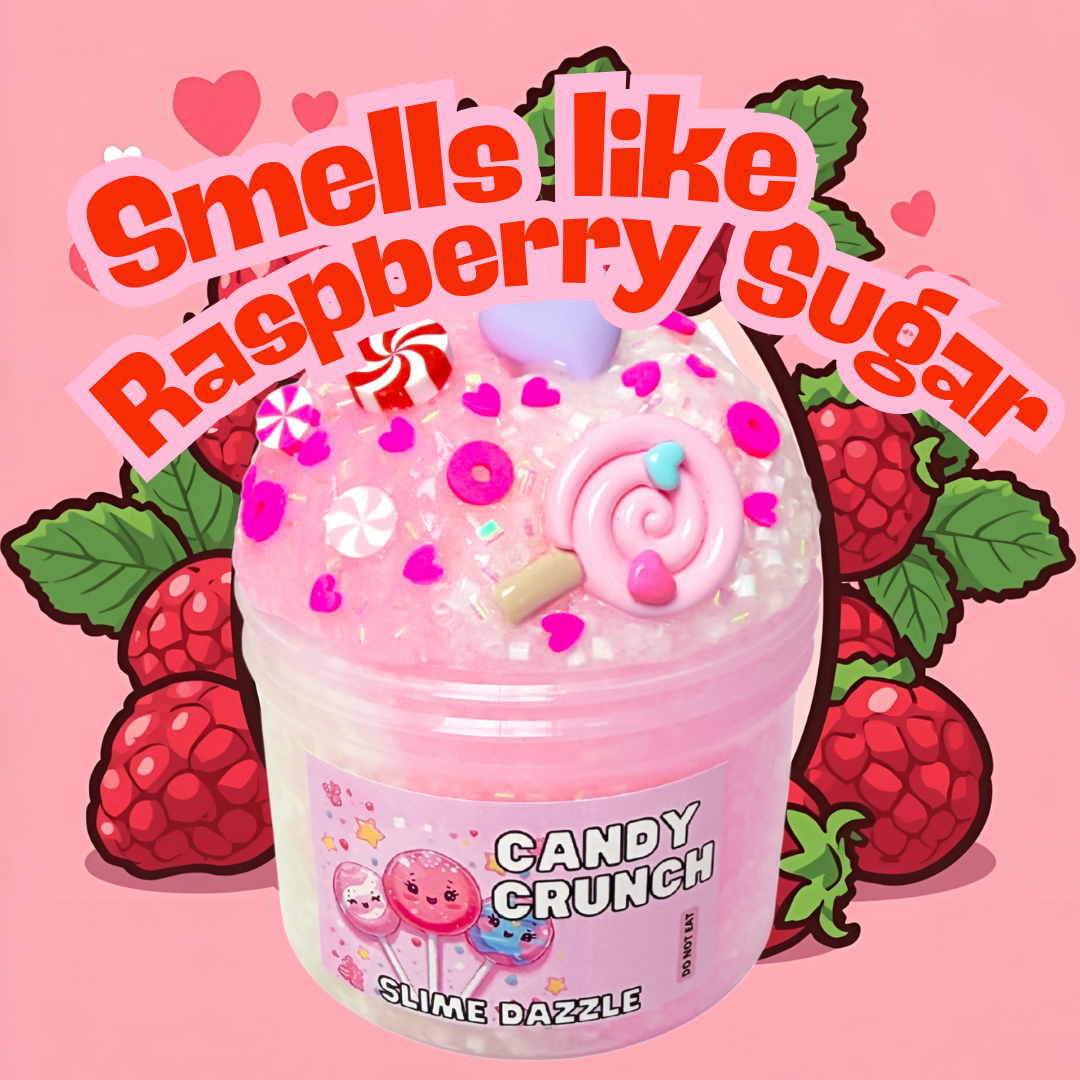 Candy Crunch Bingsu Slime – White & Pink Crunchy Bingsu Slime with Raspberry Sugar Scent, Candy Charms & Sprinkles – ASMR Slime for Intermediate Level