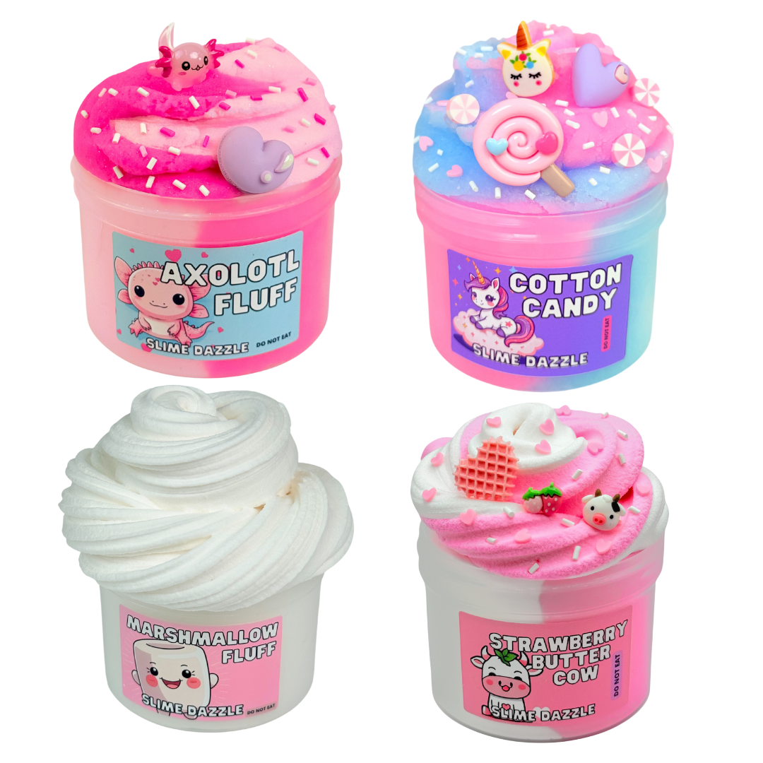 Beginner Slime Bundle – 4-Pack of Soft, Holdable Slimes (8 oz Each) – Drizzly, Buttery & Easy Textures