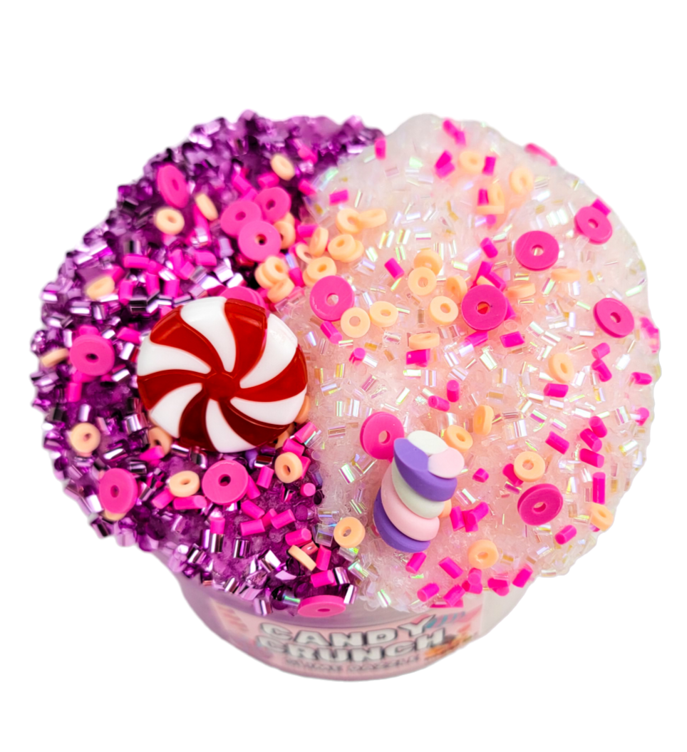 Candy Crunch Bingsu Slime – White & Pink Crunchy Bingsu Slime with Raspberry Sugar Scent, Candy Charms & Sprinkles – ASMR Slime for Intermediate Level
