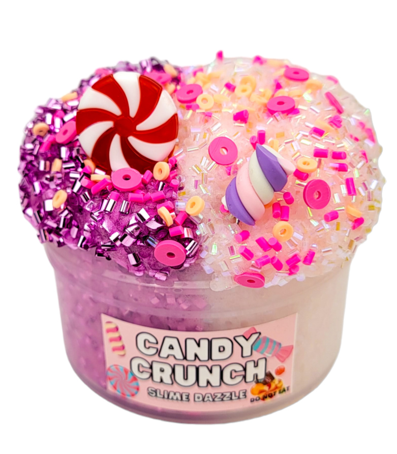 Candy Crunch Bingsu Slime – White & Pink Crunchy Bingsu Slime with Raspberry Sugar Scent, Candy Charms & Sprinkles – ASMR Slime for Intermediate Level