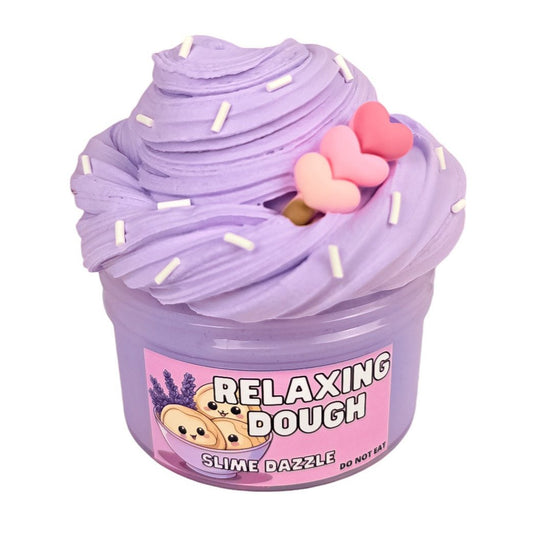 Relaxing Dough Butter Slime – Lavender Scented Inflatable Slime with Heart Charm & Sprinkles – Beginner Friendly Soft & Stretchy Texture