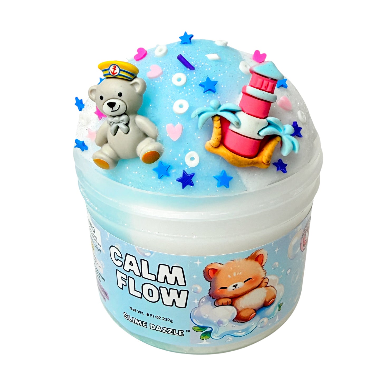 Calm Flow Icee Cloud Slime White & Blue | Soft & Non-Sticky | Fresh Relaxing Scent | 8 fl oz