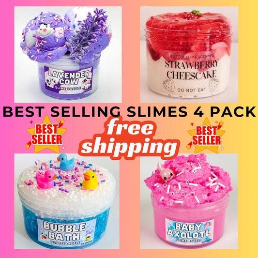 Best Selling Slimes (full sizes) 6 fl oz x 4 Pack Slime Gift Set Free Shipping