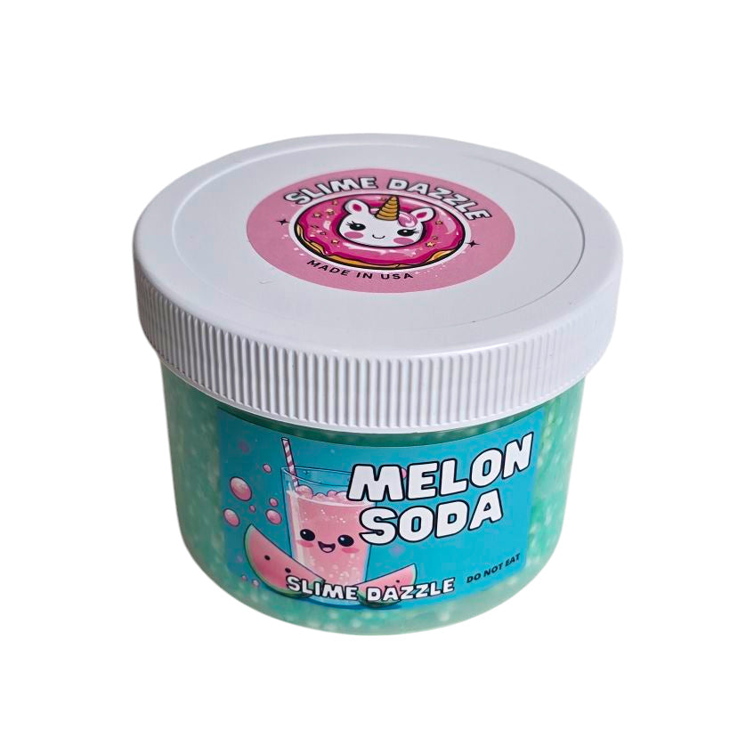 Melon Soda Micro Floam Slime β Honeydew Melon Scented Slime with Ice Cube & Watermelon Charms β Inflatable Intermediate Texture