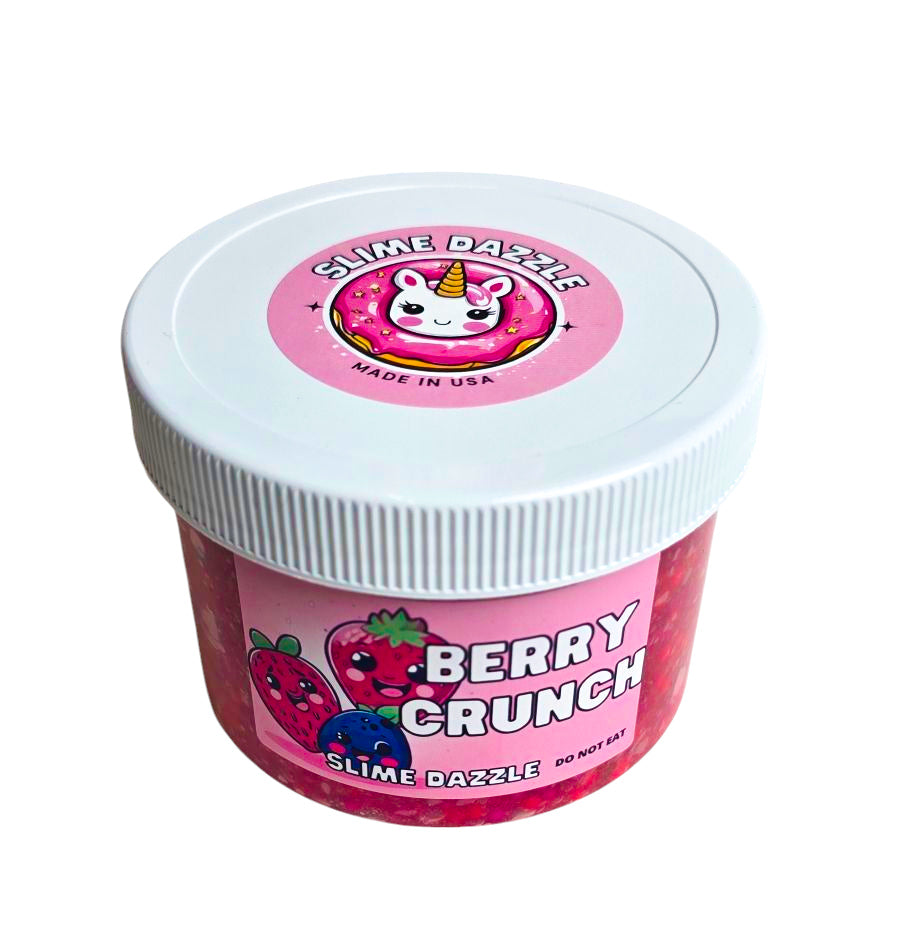 Berry Crunch Floam Slime – Fresh Berries Scented Slime with Mixed Berry Charms & Sprinkles – Inflatable Intermediate Texture for ASMR & Crunch