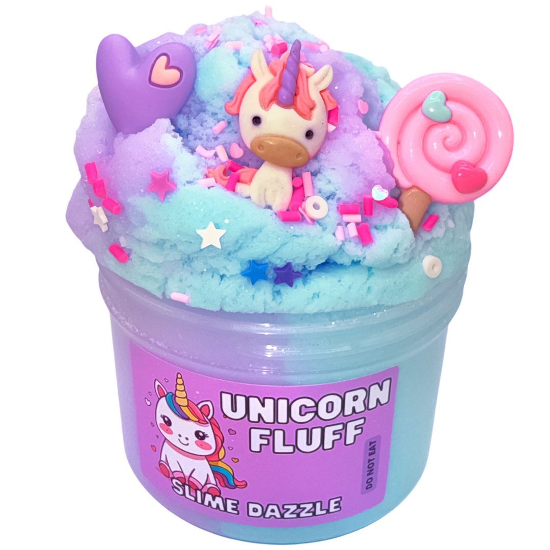 Unicorn Fluff 8 oz – Soft Cloud Slime with Cotton Candy Scent – Purple & Blue Beginner-Friendly, Non-Sticky Sensory Slime Made in USA