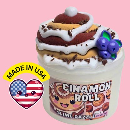 Cinnamon Roll DIY Butter Slime – Ice Glazed Cinnamon Rolls Scented Slime with Cinnamon Roll Clay Piece, Crumbly Sprinkles & Blueberry Charm – Beginner Friendly