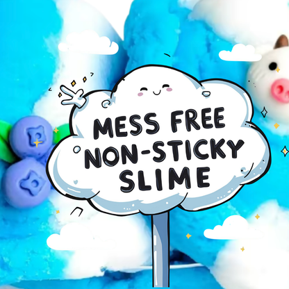 Blueberry Cow Cloud Slime – White & Blue Drizzly Cloud Slime with Blueberry Scent, Cow & Berry Charms – Beginner Friendly Soft Stretchy Slimev