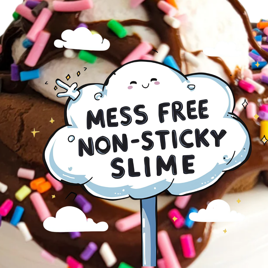 Brownie Butter DIY Slime – 8oz White Butter Slime with Brownie Clay Piece, Ice Cream Scoop, Caramel Glaze & Sprinkles – Brownie Scented Beginner Inflatable Slime