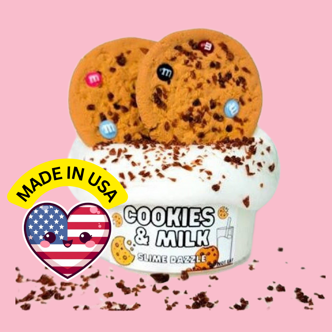 Cookies and Milk Butter Slime – 8oz Buttermilk Base with Clay Cookie Pieces, Crumble Sprinkles & Candy Charms – Cookies Scented Beginner Butter Slime