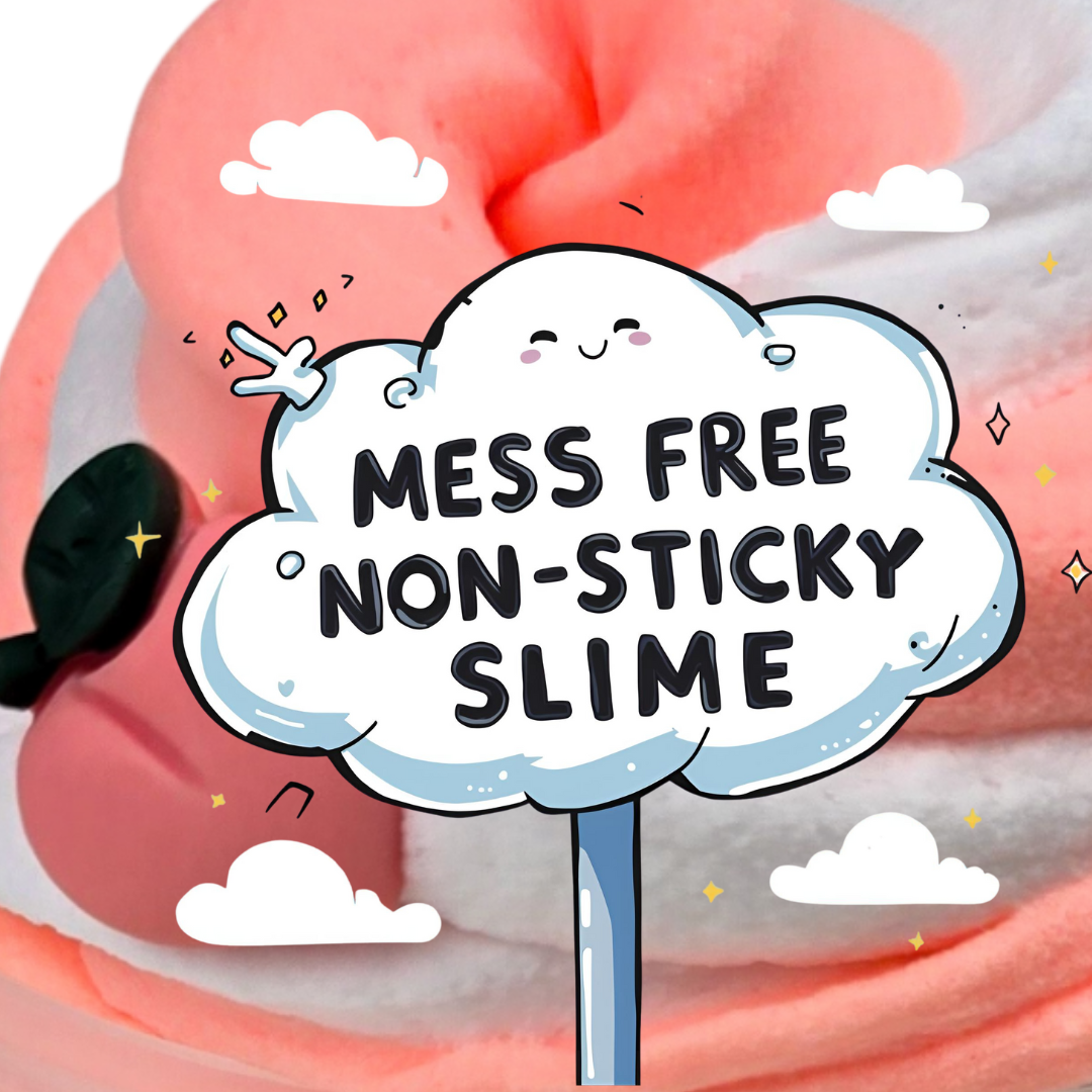 Peachy Cream Snow Butter Slime – Peaches and Cream Scented Slime with Peach Charm – Beginner Friendly Inflatable Slime for Balloon Pops