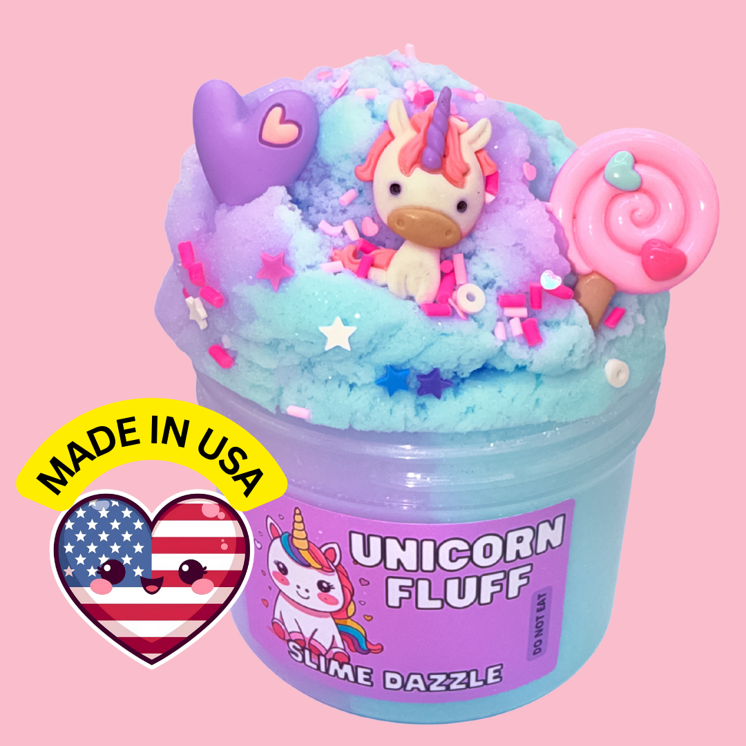 Unicorn Fluff 8 oz – Soft Cloud Slime with Cotton Candy Scent – Purple & Blue Beginner-Friendly, Non-Sticky Sensory Slime Made in USA