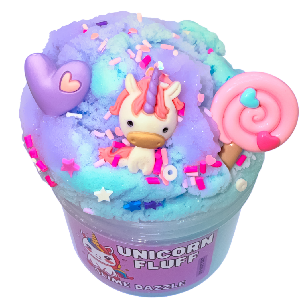 Unicorn Fluff 8 oz – Soft Cloud Slime with Cotton Candy Scent – Purple & Blue Beginner-Friendly, Non-Sticky Sensory Slime Made in USA