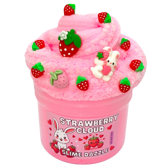 Strawberry Cloud Slime 8 Fl Oz Non Sticky Beginner Friendly Slime Made in USA Scented