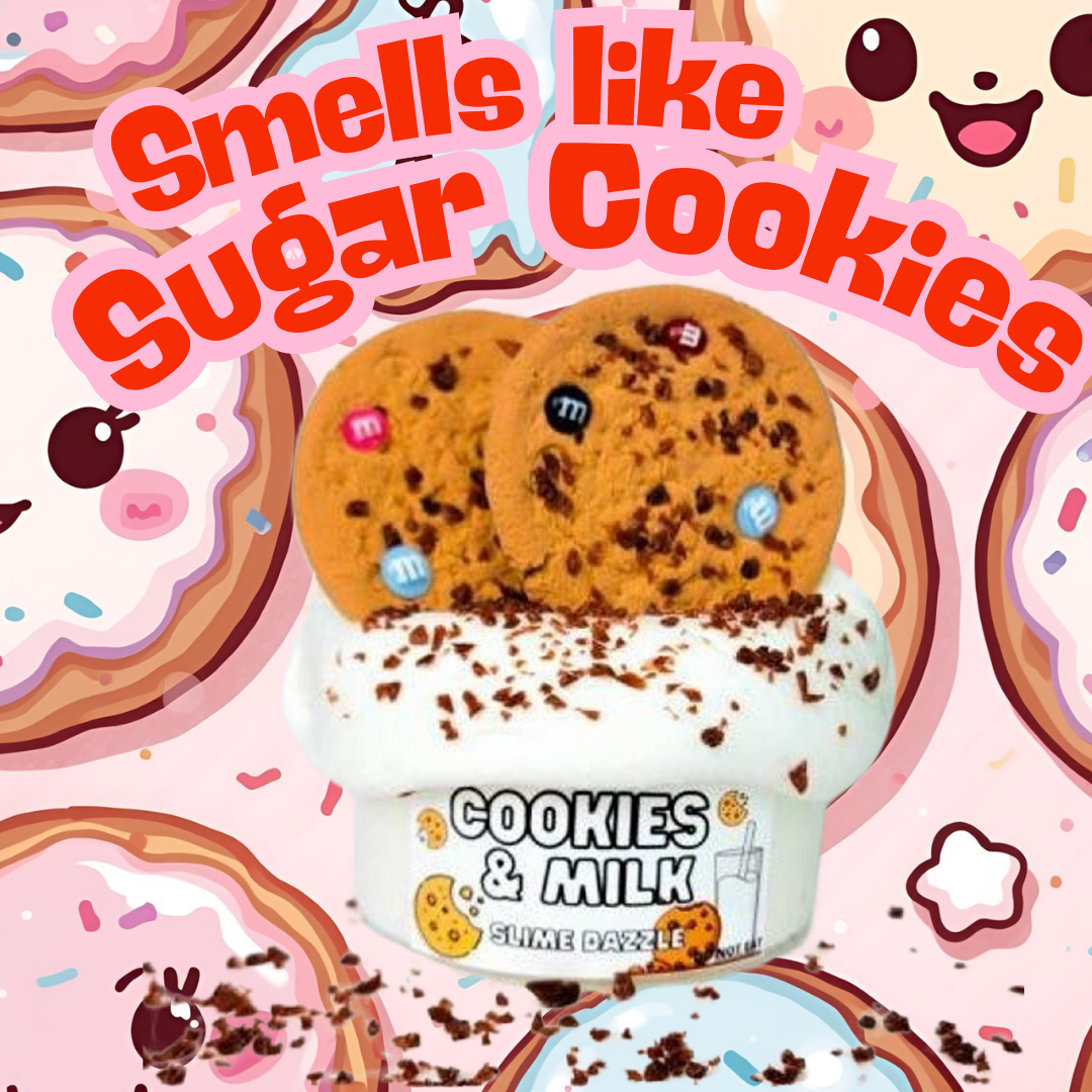Cookies and Milk Butter Slime – 8oz Buttermilk Base with Clay Cookie Pieces, Crumble Sprinkles & Candy Charms – Cookies Scented Beginner Butter Slime