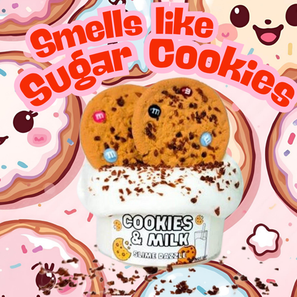 Cookies and Milk Butter Slime – 8oz Buttermilk Base with Clay Cookie Pieces, Crumble Sprinkles & Candy Charms – Cookies Scented Beginner Butter Slime