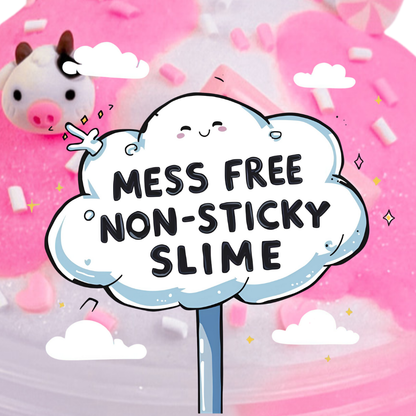 Pink Cow Cloud Slime – White and Pink Fluffy Cloud Slime with Cow & Heart Charms – Pink Sugar Scented Beginner Friendly Slime