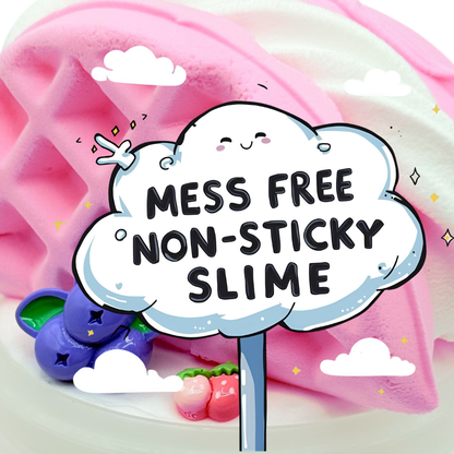 Pink Waffle DIY Slime – Vanilla Waffle Cone Scented Butter Slime with Clay Waffle Ice Cream Mix-In + Berry Charms – Beginner Friendly Inflatable Slime Set