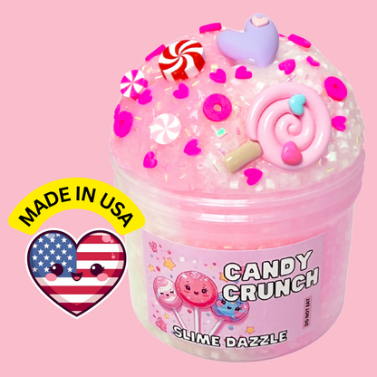 Candy Crunch Bingsu Slime – White & Pink Crunchy Bingsu Slime with Raspberry Sugar Scent, Candy Charms & Sprinkles – ASMR Slime for Intermediate Level
