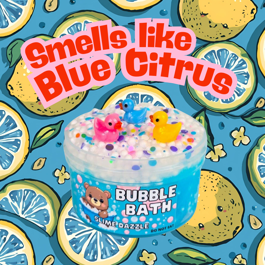 Bubble Bath Floam Slime – Clear Bubblegum Scented ASMR Slime with Duck Charms, Glitter & Sprinkles – Intermediate Textured Crunchy Slime