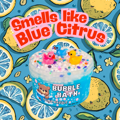Bubble Bath Floam Slime – Clear Bubblegum Scented ASMR Slime with Duck Charms, Glitter & Sprinkles – Intermediate Textured Crunchy Slime
