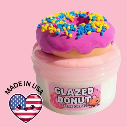 Glazed Donut DIY Slime – Pink & White Hybrid Slime with Cloud, Glossy & Clay Textures, Donut Scent, Clay Donut & Sprinkles – Beginner Friendly Holdable Slime