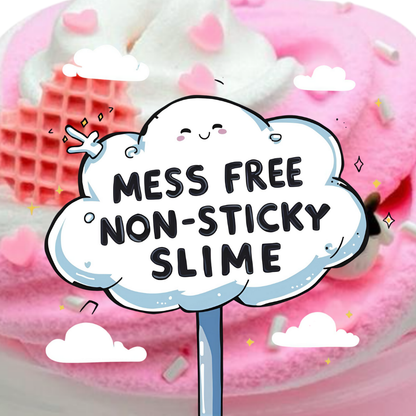 Strawberry Butter Cow Slime – White & Pink Butter Snow Slime with Strawberry Patch & Vanilla Scent, Strawberry & Cow Charms – Beginner Friendly Soft Texture