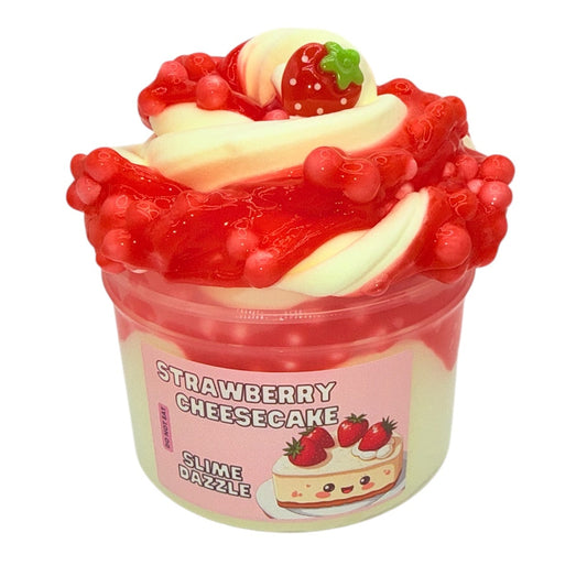 Strawberry Cheesecake DIY Floam Slime – Buttery Floam Slime Set with Strawberry Glaze (10oz Total) – Strawberry Cheesecake Scent – Intermediate Textured Slime