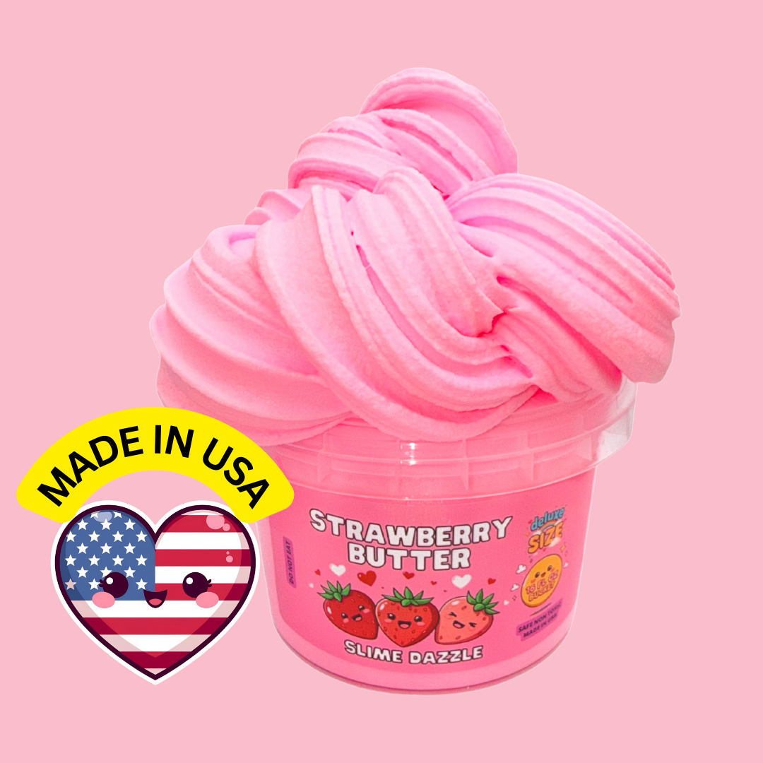 Mega Bucket Pink Butter Slime 16 Fl Oz Large Slime Scented Non Sticky Made in USA Beginner Friendly  Scented Strawberry