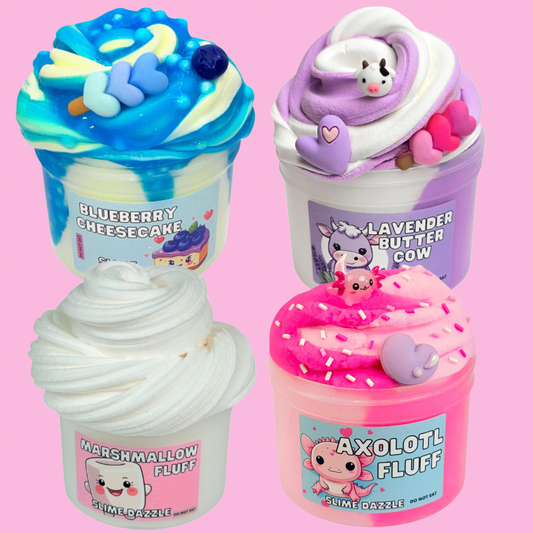 New Best-Selling Slime Set – 4  of 8 Fl Oz Each Slimes (Cloud, Butter, Floam) – ASMR & Beginner Friendly 4-Pack