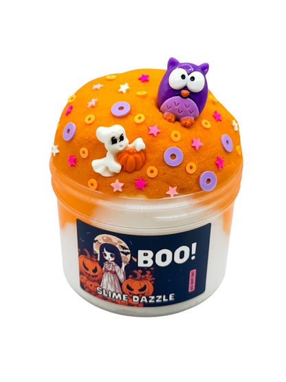 Boo! Halloween Slime White and Orange Cloud Slime Non Sticky