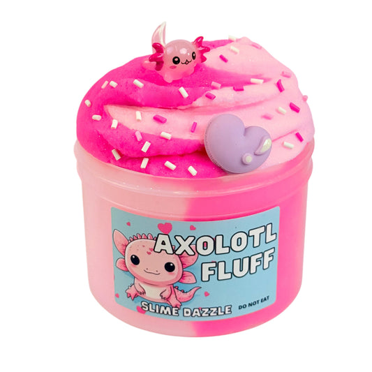 Axolotl Fluff Cloud Slime – Light & Dark Pink Cloud Slime with Raspberry Sugar Scent & Axolotl Sprinkles – Non-Sticky Beginner Slime