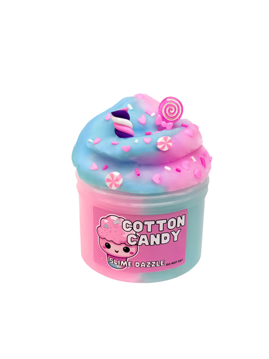Cotton Candy Blue & Pink Cloud Slime – Cotton Candy Scented Slime with Candy, Gummy Bear Charms & Sprinkles – Beginner Friendly Drizzly Texture