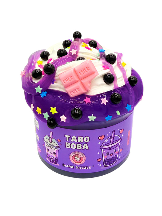 Taro Boba Slime DIY Set – Purple Clear Slime + White Thick Glossy Slime Duo (10oz Total) – Berry Krisp Scented with Boba Charms & Star Sprinkles – Advanced Bubble-Popping Slime