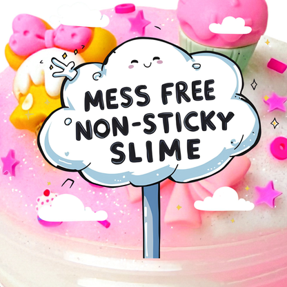 Happy Birthday Cloud Slime – Birthday Cake Scented Fluffy Slime – Pink & White Drizzle Slime – Soft Stretchy Scented Slime Gift