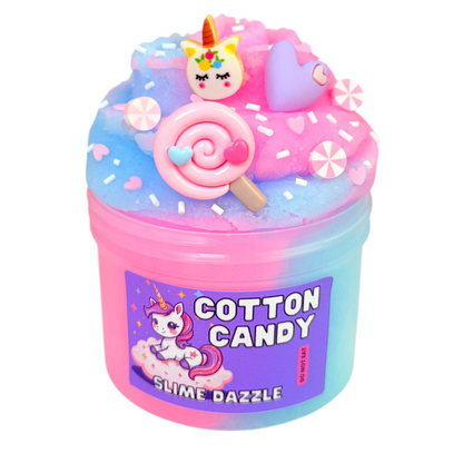 Cotton Candy Blue & Pink Cloud Slime – Cotton Candy Scented Slime with Candy, Gummy Bear Charms & Sprinkles – Beginner Friendly Drizzly Texture