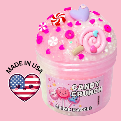 Candy Crunch Bingsu Slime – White & Pink Crunchy Bingsu Slime with Raspberry Sugar Scent, Candy Charms & Sprinkles – ASMR Slime for Intermediate Level