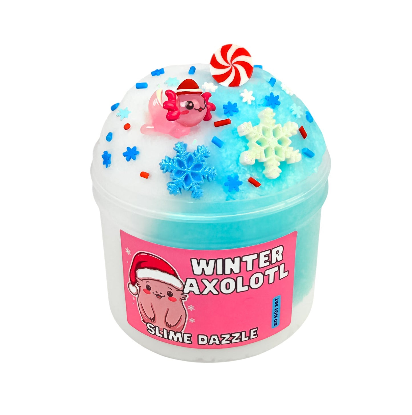 Winter Axolotl Snow Fizz Crunchy ASMR Slime