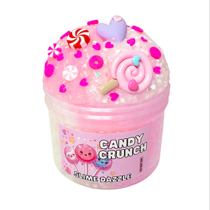 Candy Crunch Bingsu Slime – White & Pink Crunchy Bingsu Slime with Raspberry Sugar Scent, Candy Charms & Sprinkles – ASMR Slime for Intermediate Level