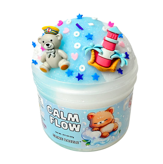 Calm Flow Icee Cloud Slime White &amp; Blue | Soft &amp; Non-Sticky | Fresh Relaxing Scent | 8 fl oz