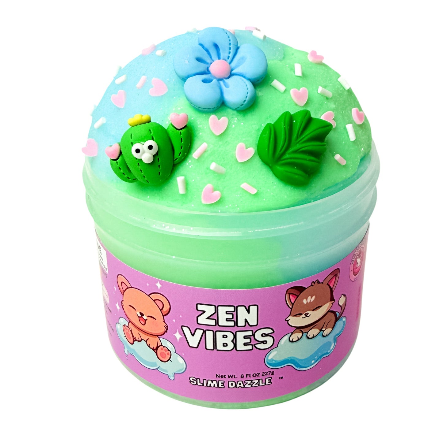 Zen Vibes Cloud Slime  Blue & Light Green | Fresh Calming Scent | Non-Sticky | 8 fl oz