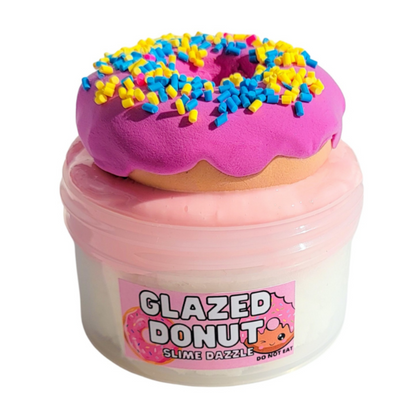 Glazed Donut DIY Slime – Pink & White Hybrid Slime with Cloud, Glossy & Clay Textures, Donut Scent, Clay Donut & Sprinkles – Beginner Friendly Holdable Slime