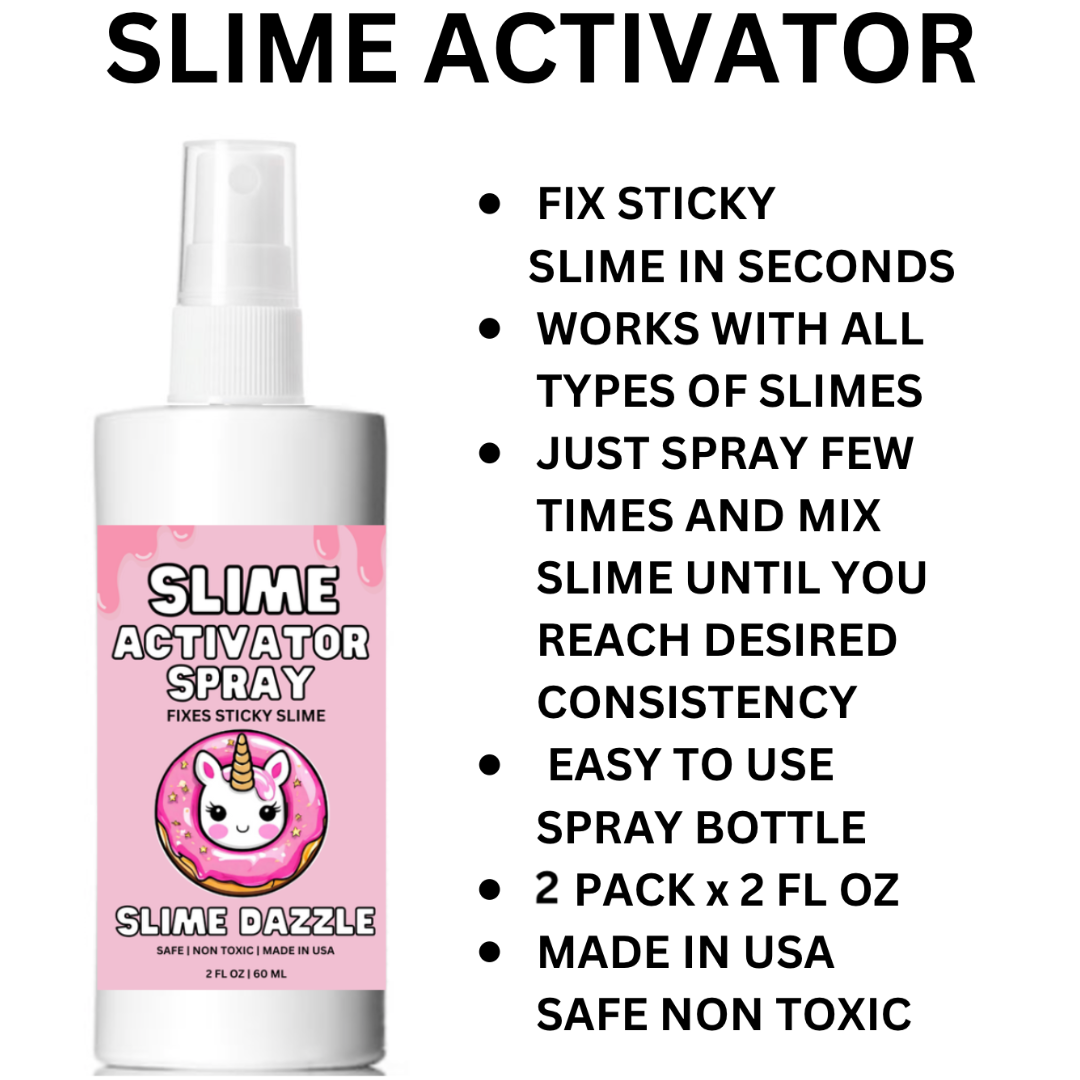 Slime Activator Spray 2 Fl Oz x 2 Pack Fix Sticky Slime Made in USA Slime Dazzle