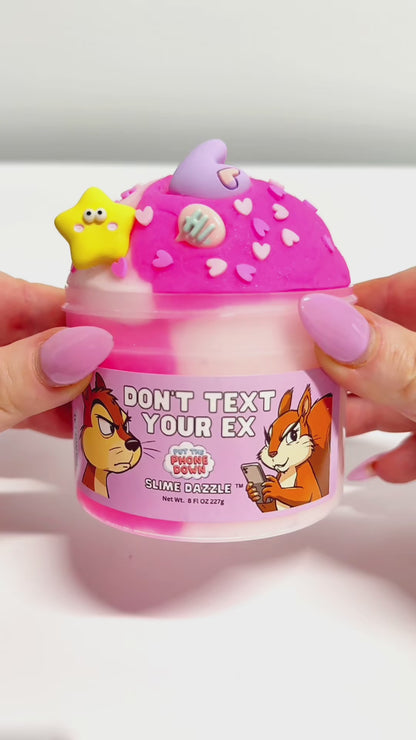 Don’t Text Your Ex Cloud Slime – Pink & White Fluffy Cloud Slime with Heart Charms – Pink Sugar Scented ASMR Slime