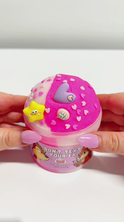 Don’t Text Your Ex Cloud Slime – Pink & White Fluffy Cloud Slime with Heart Charms – Pink Sugar Scented ASMR Slime